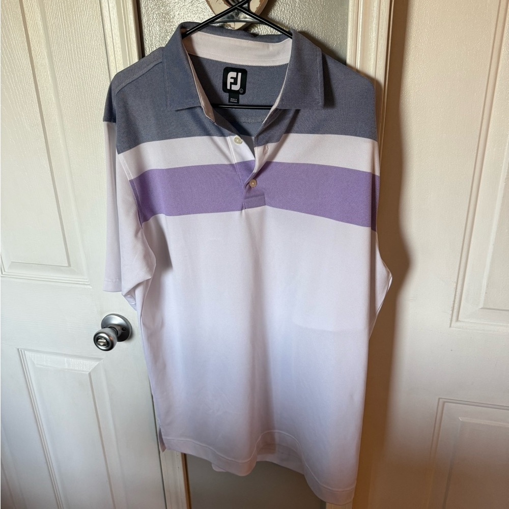 Foot Joy Men's Purple and White Polo Shirt. Like New. L